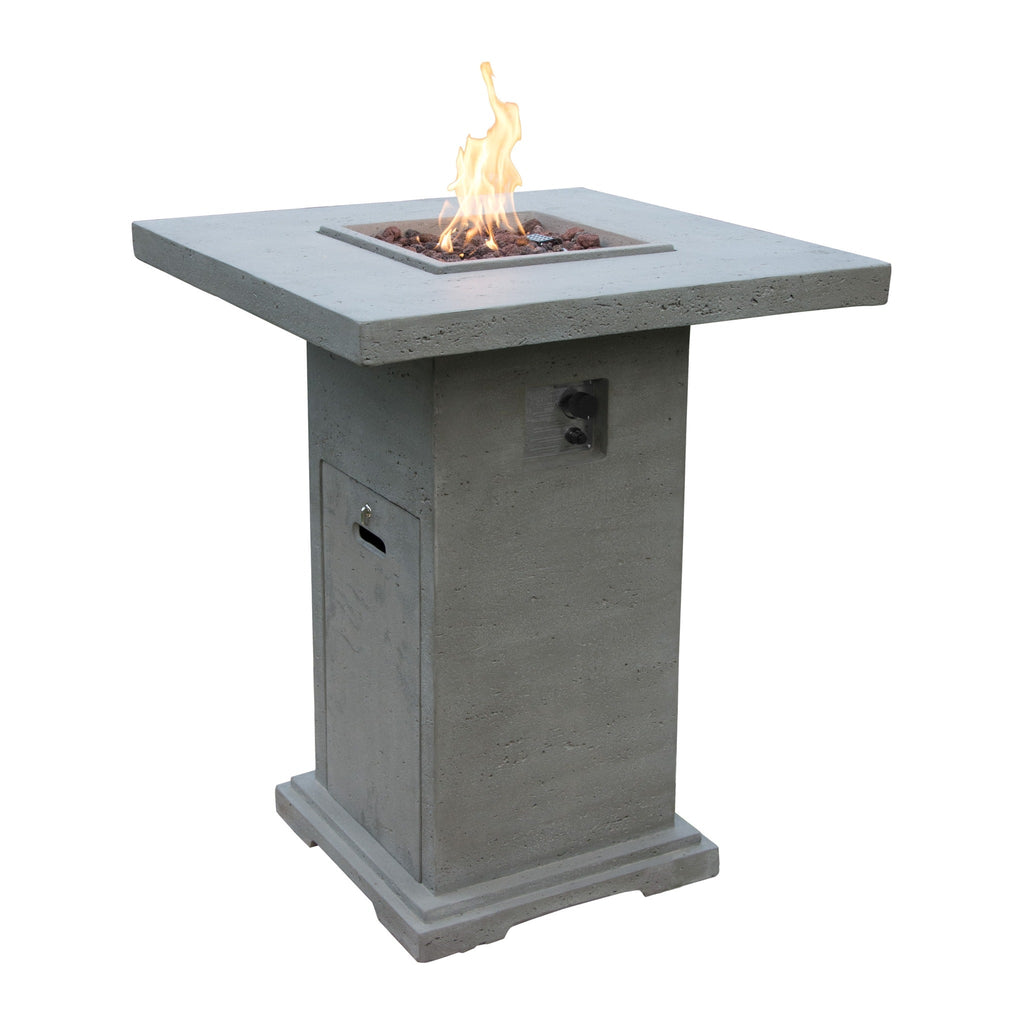 Elementi Montreal Bar Table - Straight Angle Studio View with Active Flame - Elementi Fires