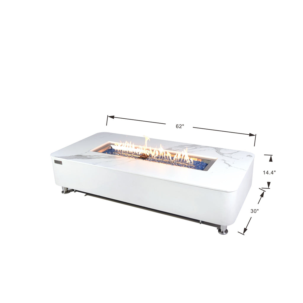 Elementi Plus Athens Fire Table - Dimensions 62x30x14.4 Inch Specifications