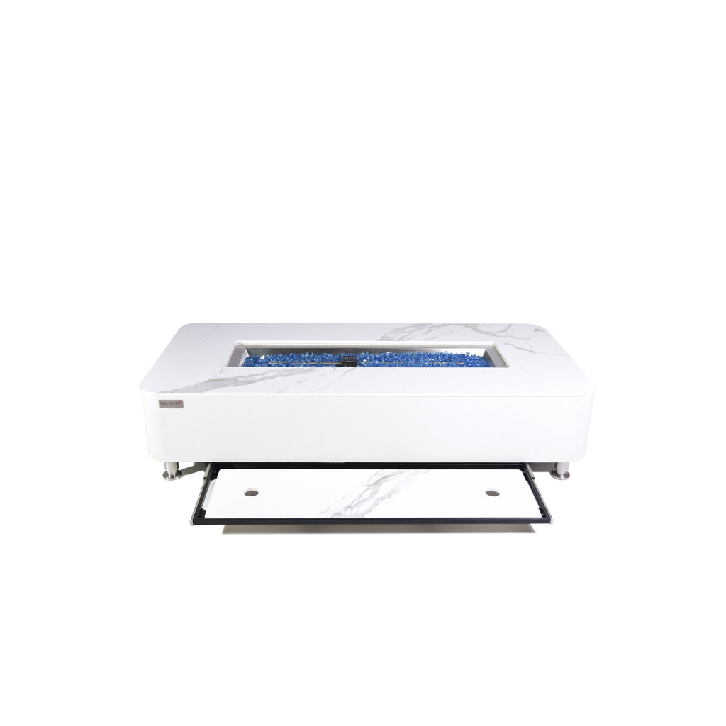 Elementi Plus Athens Fire Table - Slide-Out Under-Table Lid Storage Rack