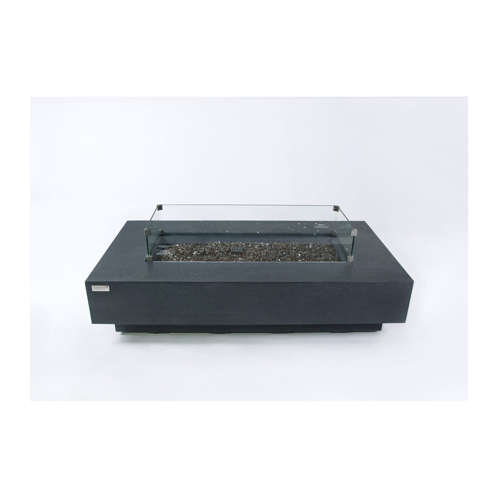 Elementi Plus Positano Fire Table - Dark Gray with Glass Windscreen