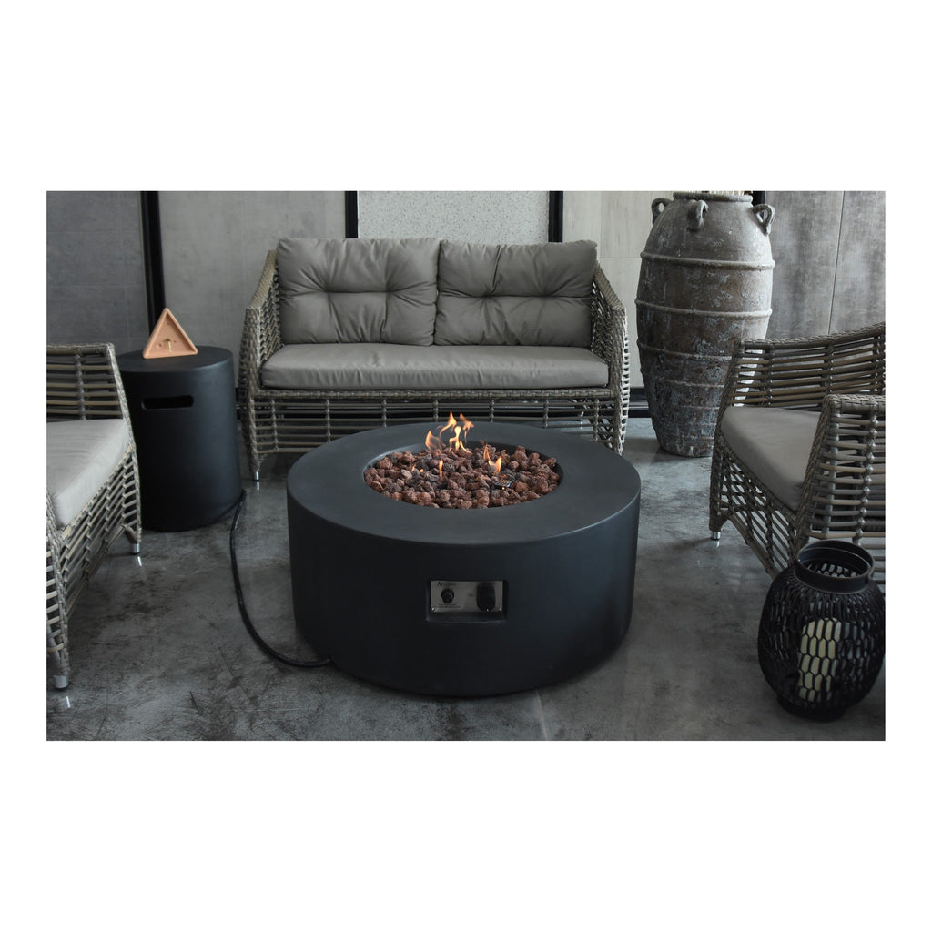 Modeno Venice Fire Table - Studio View Unlit with Natural Lava Rock Media